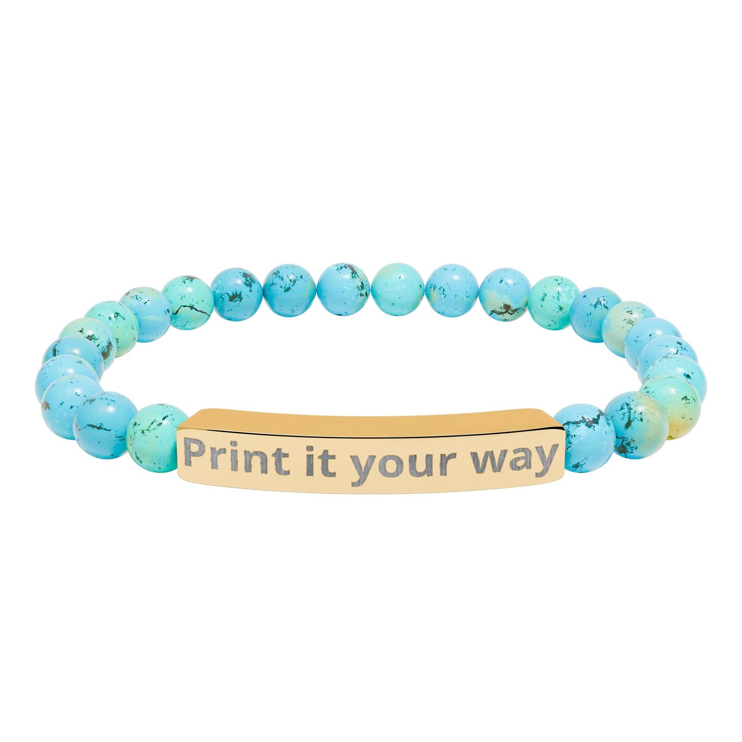 Engravable Natural Stone Bead Bracelet — Personalized Stretch Bar Bracelet - ShopallssAccessoriesShopallss18151384295360769113