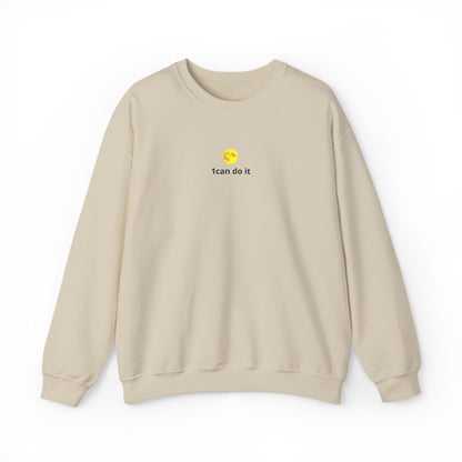Minimal 'I can do it' Crewneck Sweatshirt — Motivational White Pullover