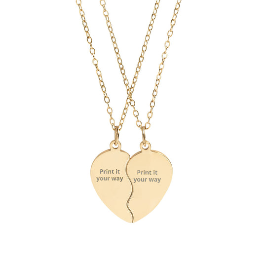 Break Apart Heart Necklace Set (Engraving)