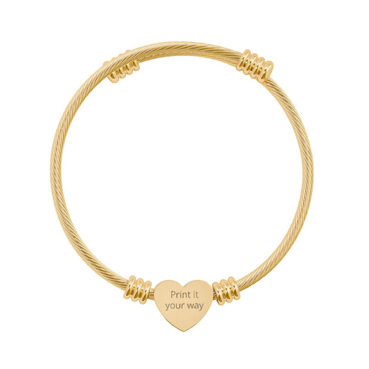 Engravable Heart Cuff Bracelet — Personalized Silver Cable Bangle - ShopallssAccessoriesShopallss75321886728470814472