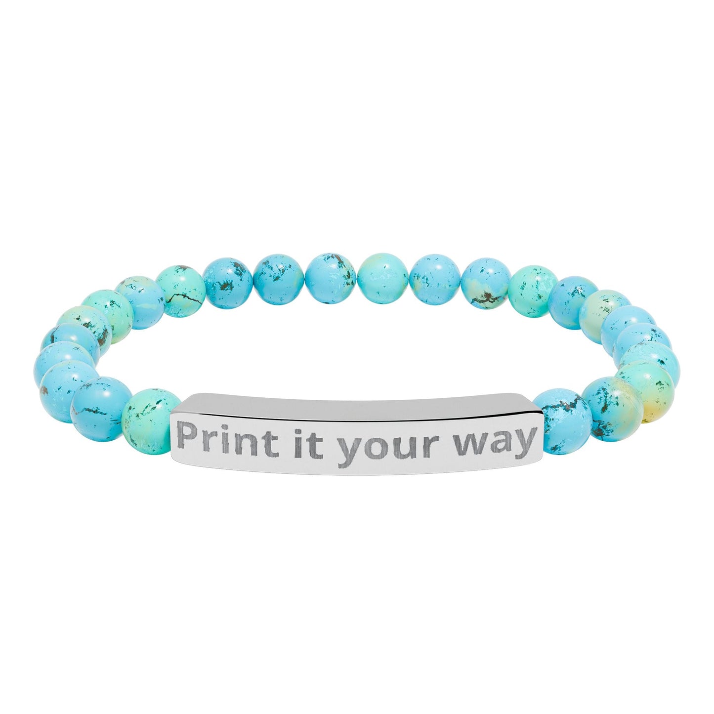 Engravable Natural Stone Bead Bracelet — Personalized Stretch Bar Bracelet - ShopallssAccessoriesShopallss17989469928353266820