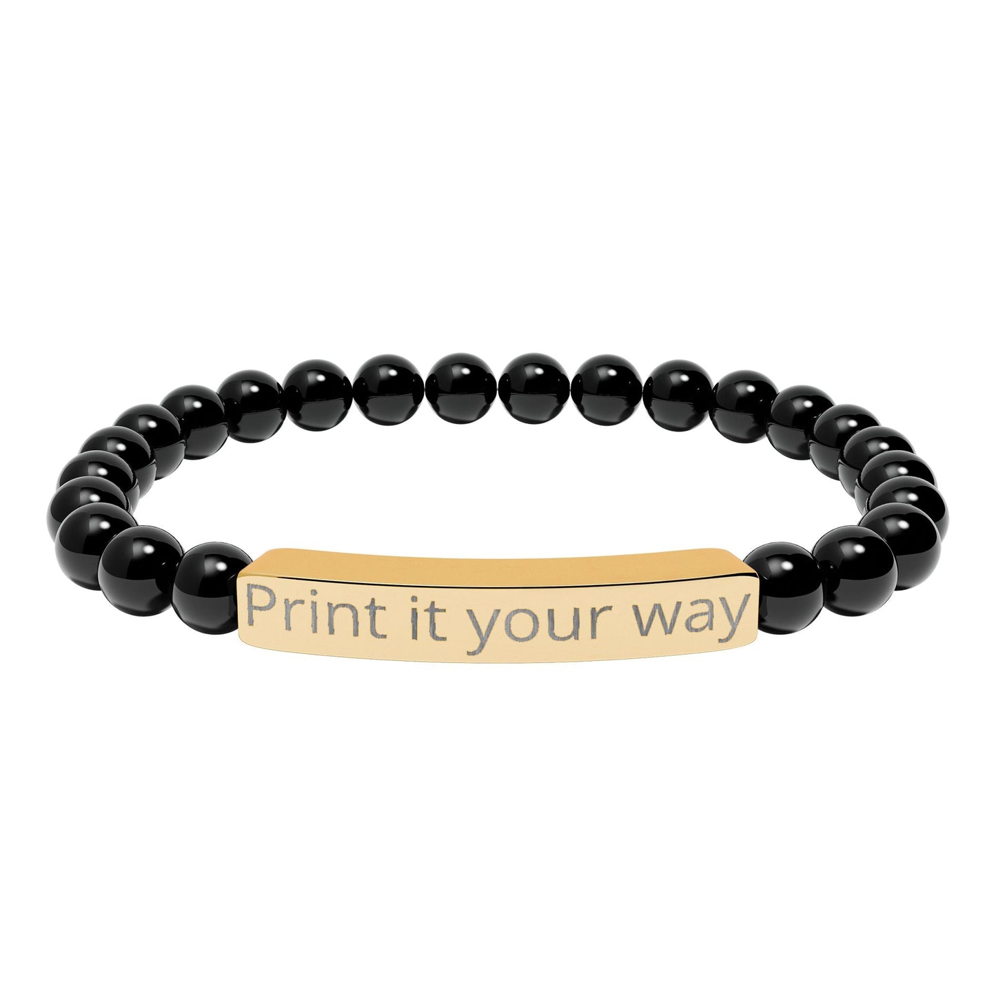 Engravable Natural Stone Bead Bracelet — Personalized Stretch Bar Bracelet - ShopallssAccessoriesShopallss26386695795026320484