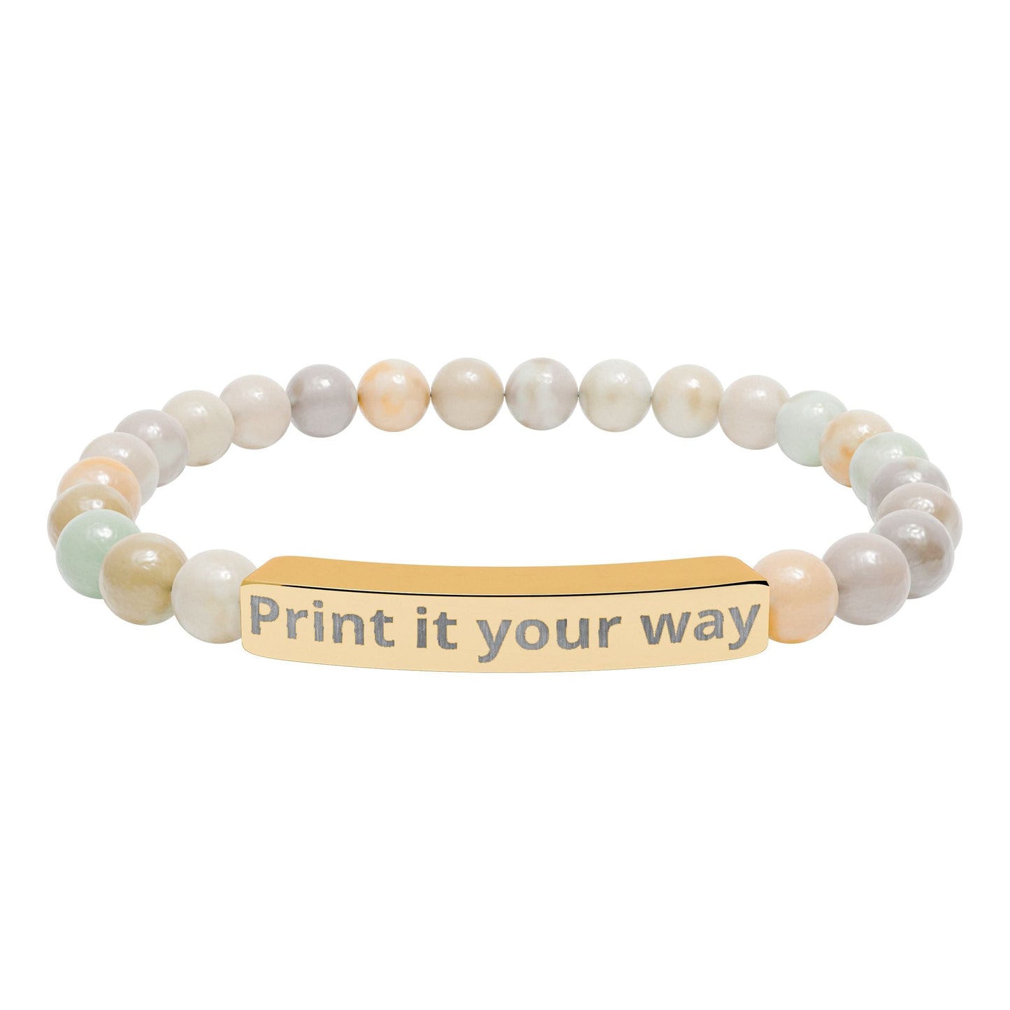 Engravable Natural Stone Bead Bracelet — Personalized Stretch Bar Bracelet - ShopallssAccessoriesShopallss19572670802633245559
