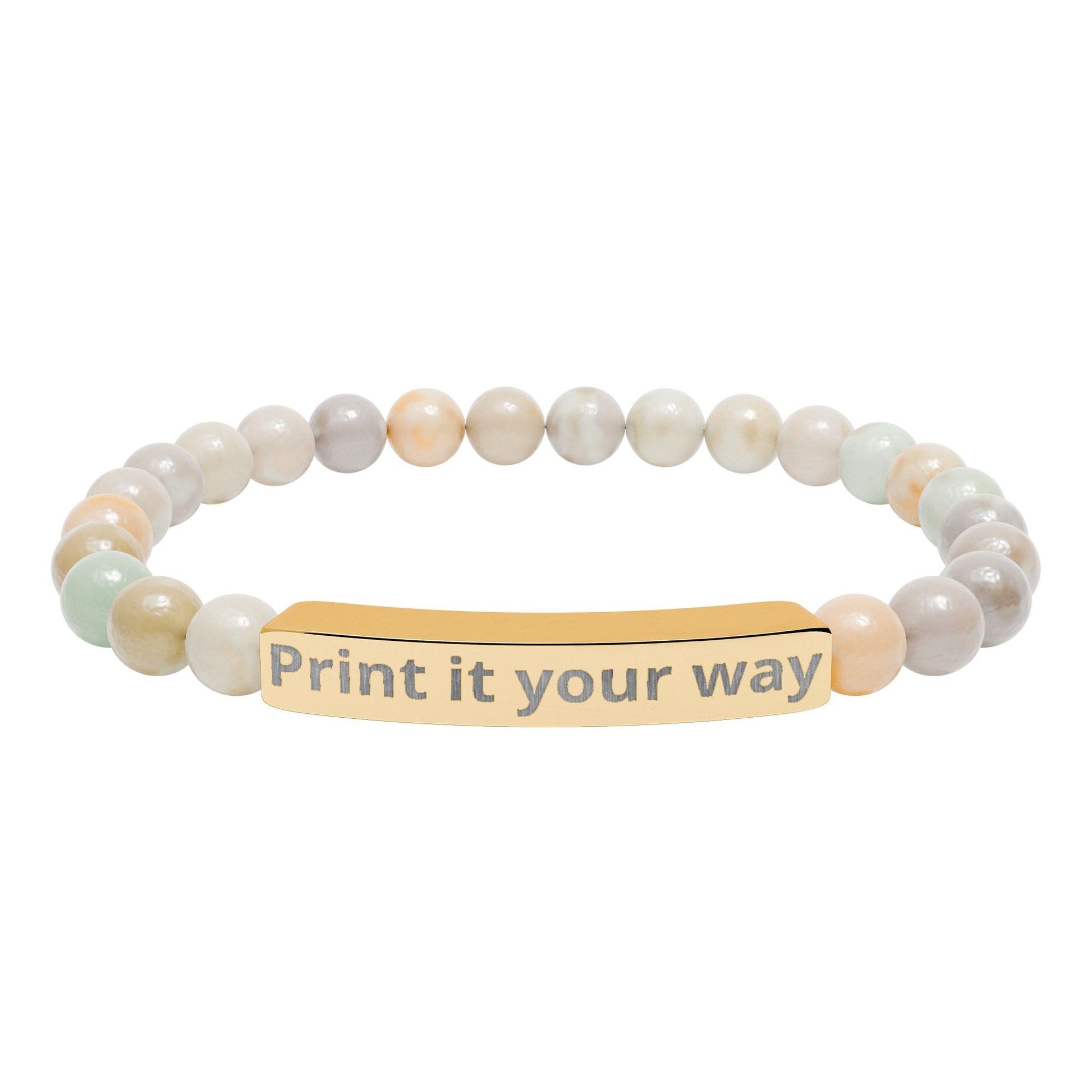 Engravable Natural Stone Bead Bracelet — Personalized Stretch Bar Bracelet - ShopallssAccessoriesShopallss19572670802633245559