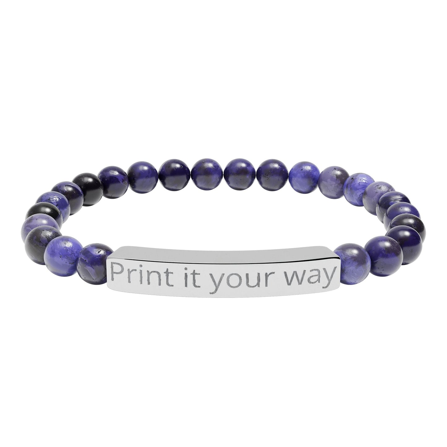 Engravable Natural Stone Bead Bracelet — Personalized Stretch Bar Bracelet - ShopallssAccessoriesShopallss13485301506364707507