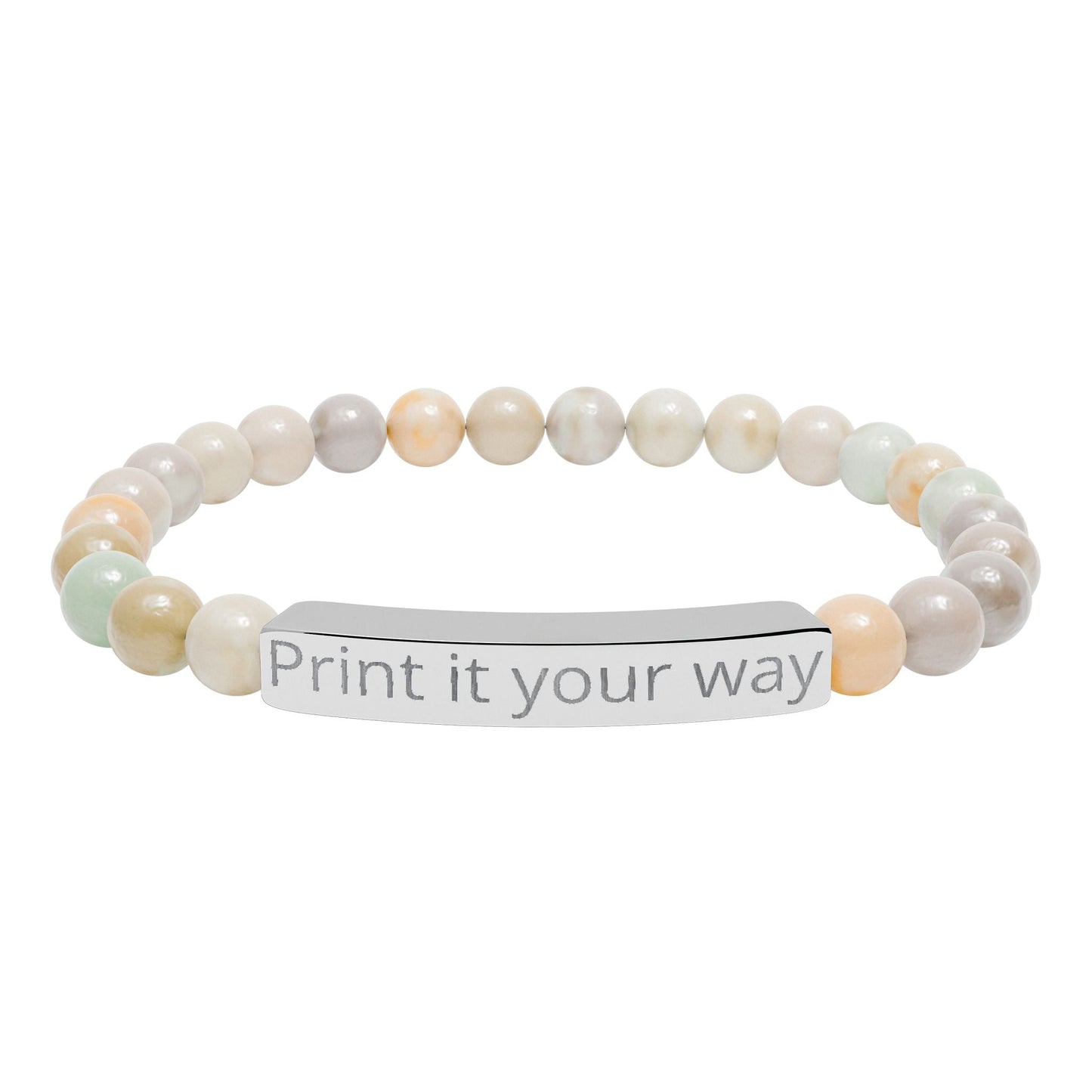 Engravable Natural Stone Bead Bracelet — Personalized Stretch Bar Bracelet - ShopallssAccessoriesShopallss93149890765558502014