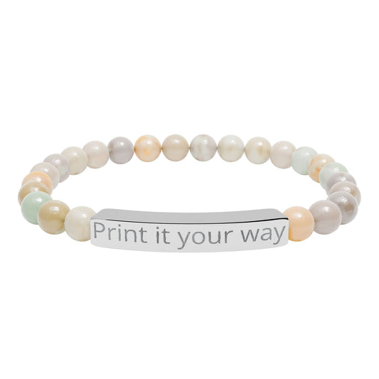 Engravable Natural Stone Bead Bracelet — Personalized Stretch Bar Bracelet - ShopallssAccessoriesShopallss93149890765558502014