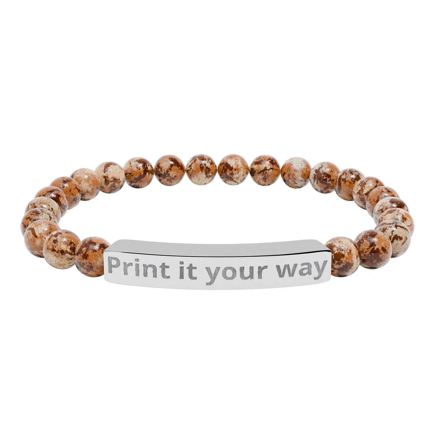 Engravable Natural Stone Bead Bracelet — Personalized Stretch Bar Bracelet - ShopallssAccessoriesShopallss21709285451433901339