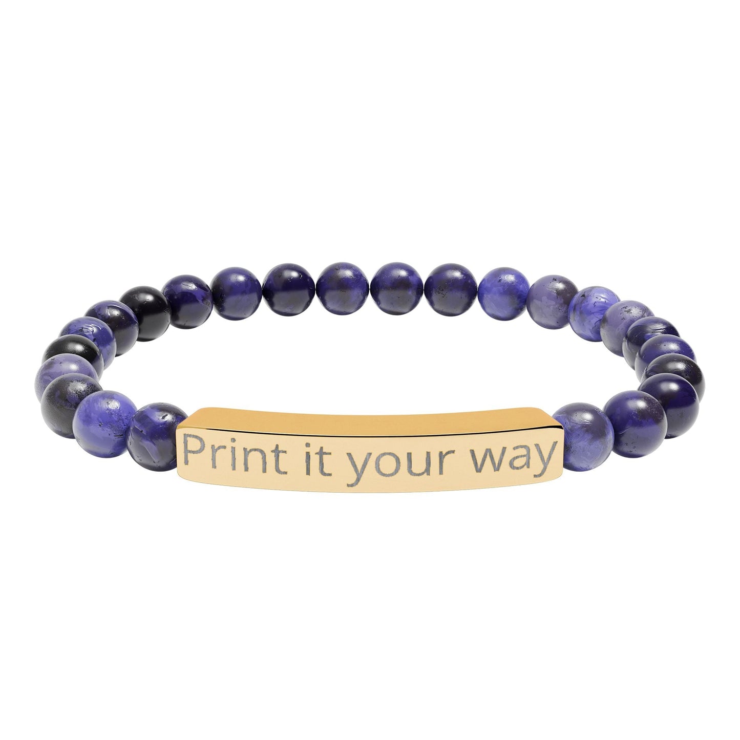 Engravable Natural Stone Bead Bracelet — Personalized Stretch Bar Bracelet - ShopallssAccessoriesShopallss15008936746640373010