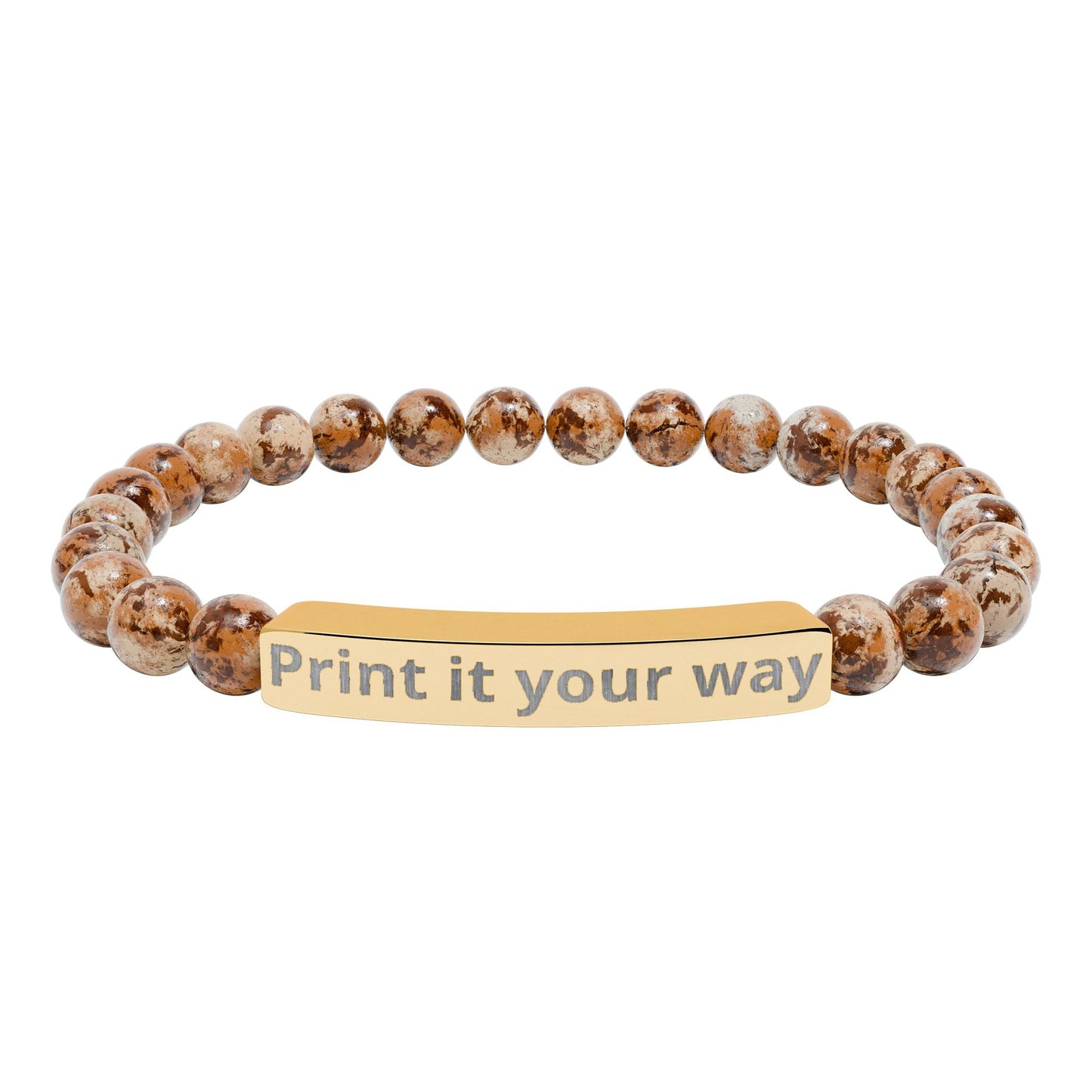 Engravable Natural Stone Bead Bracelet — Personalized Stretch Bar Bracelet - ShopallssAccessoriesShopallss10569510849016483539