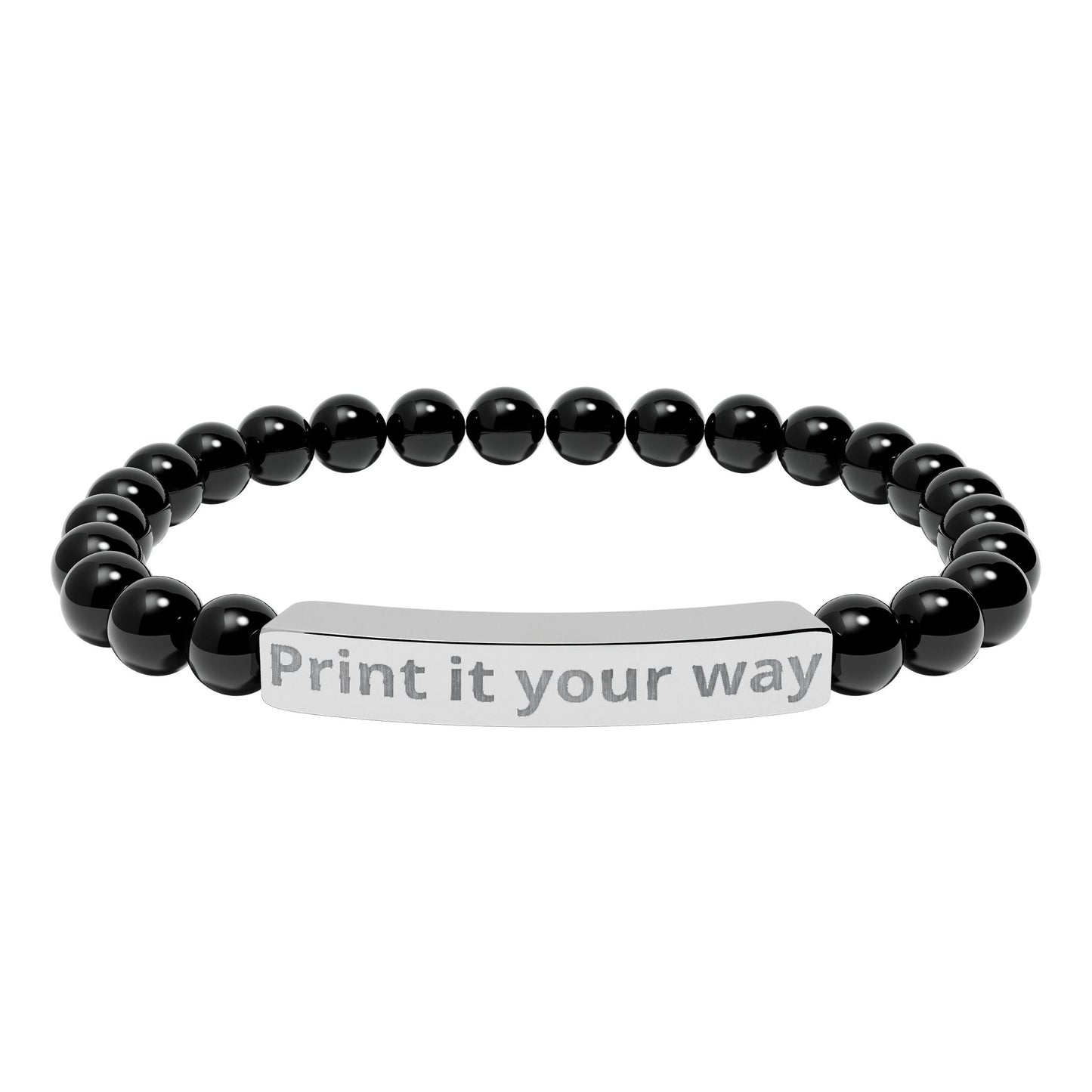 Engravable Natural Stone Bead Bracelet — Personalized Stretch Bar Bracelet - ShopallssAccessoriesShopallss15603011778897124857