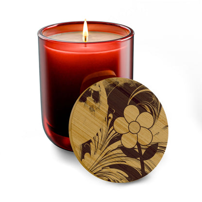 Floral Engraved 14oz Scented Soy Candle — Hand - Poured Aromatherapy Gift - ShopallssHome DecorShopallss13369575953079012095
