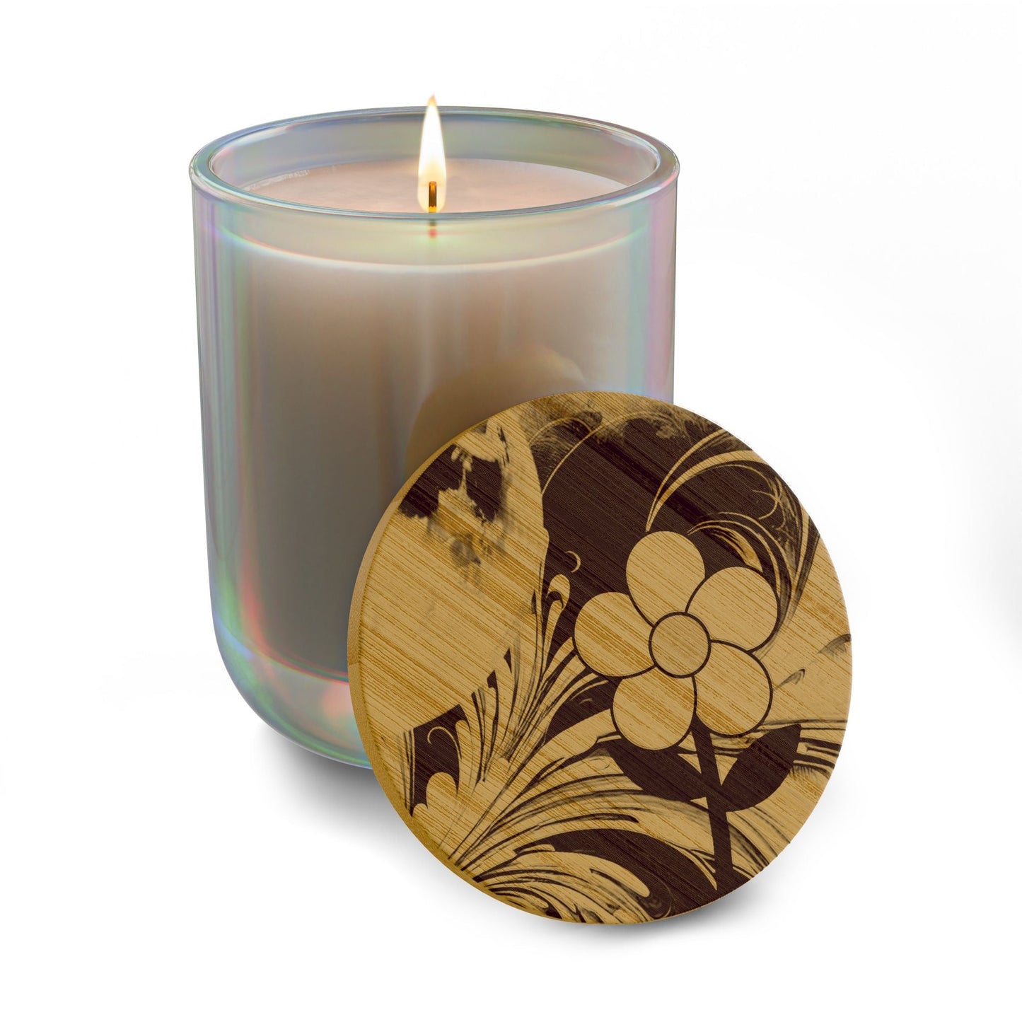 Floral Engraved 14oz Scented Soy Candle — Hand - Poured Aromatherapy Gift - ShopallssHome DecorShopallss26607421320752002526