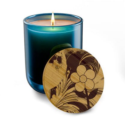 Floral Engraved 14oz Scented Soy Candle — Hand - Poured Aromatherapy Gift - ShopallssHome DecorShopallss17625260309567522726