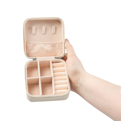 Jewelry Travel Case – Compact Pink Travel Jewelry Organizer with Ring Rolls & Compartments - ShopallssHome DecorShopallss14192379617556307428
