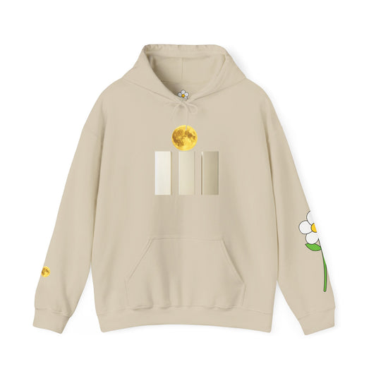 Moon & Daisy Hoodie — Minimal Floral Moon Graphic Hooded Sweatshirt - ShopallssHoodieShopallss66369202264339942459