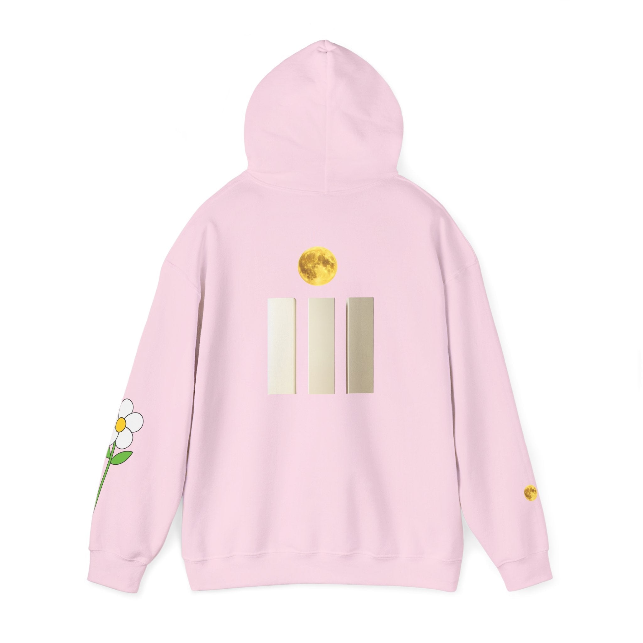Moon & Daisy Hoodie — Minimal Floral Moon Graphic Hooded Sweatshirt - ShopallssHoodieShopallss44156466537502107271