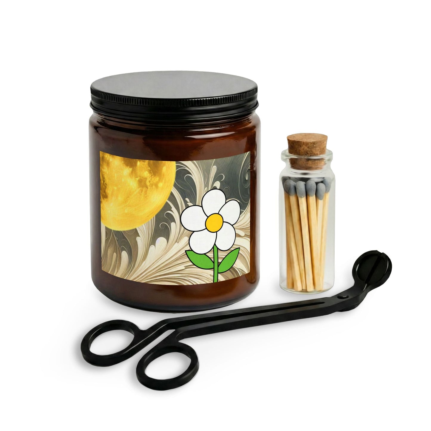 Moonlit Daisy Candle Jar — Scented Candle Gift Set with Matches & Wick Trimmer - ShopallssHome DecorShopallss12766017304059067717