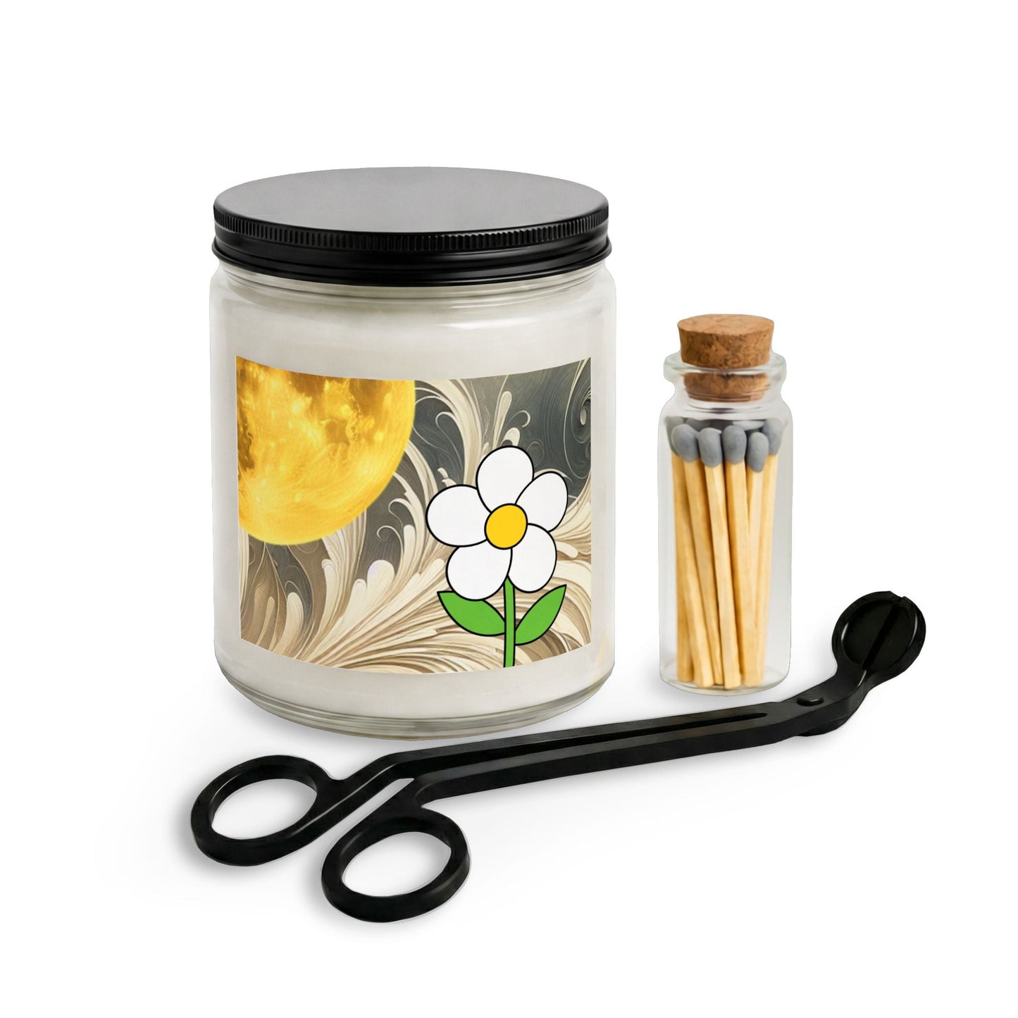 Moonlit Daisy Candle Jar — Scented Candle Gift Set with Matches & Wick Trimmer - ShopallssHome DecorShopallss12766017304059067717