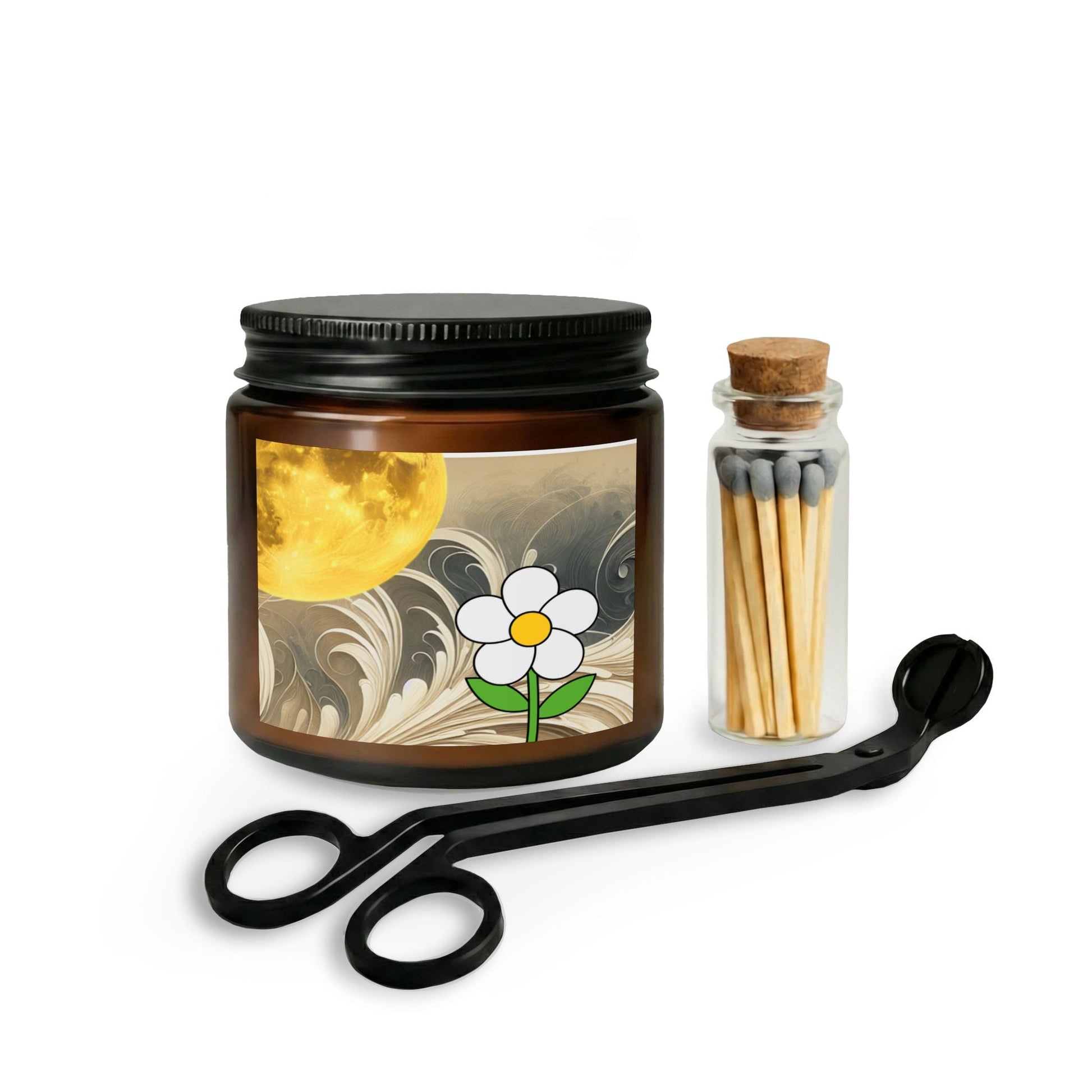 Moonlit Daisy Candle Jar — Scented Candle Gift Set with Matches & Wick Trimmer - ShopallssHome DecorShopallss12766017304059067717
